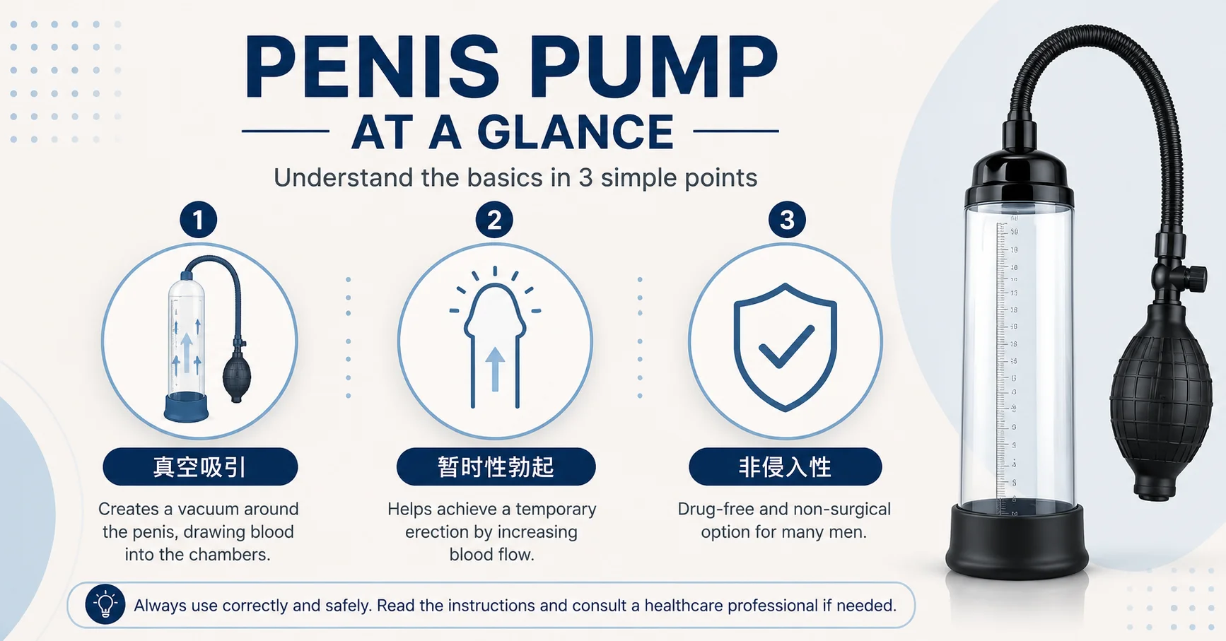 Penis pump guide 2026 infographic - benefits and safety tips